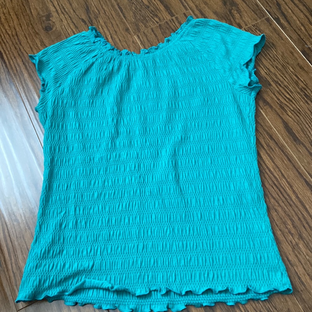 Girls Teal Ribbed Shirt